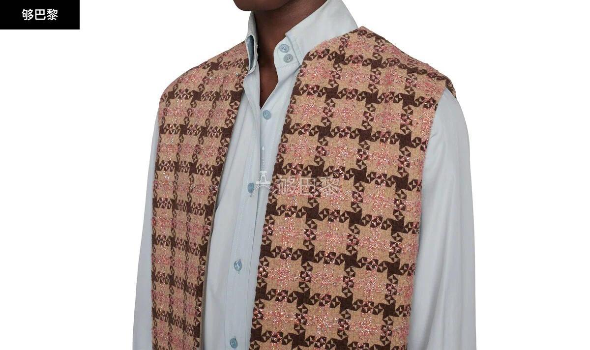 【包邮包税】 gucci古驰 21年秋冬 女士 金银丝线格纹花呢马甲 681143