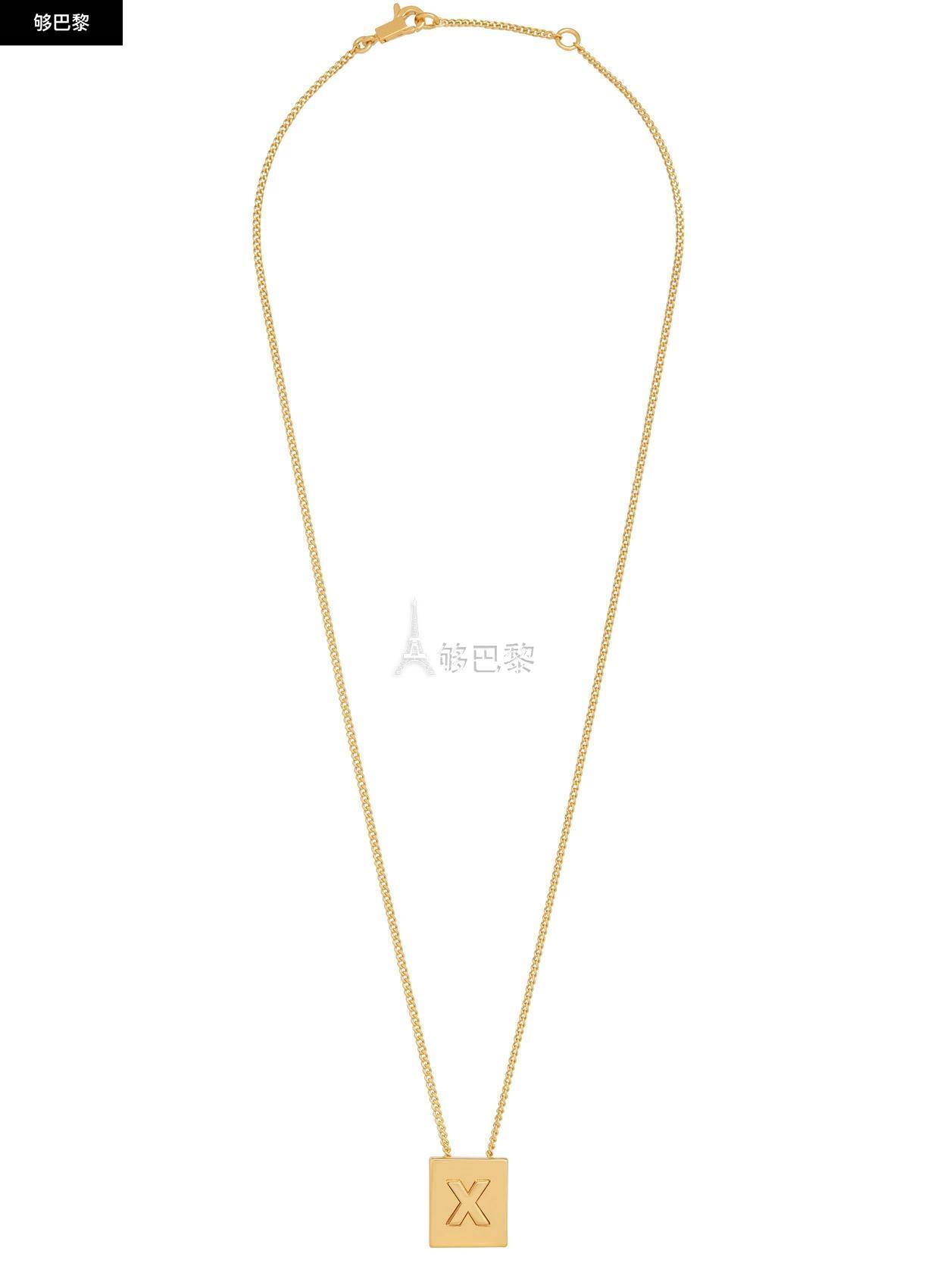 包邮包税celine赛琳思琳22年春夏女士项链alphabet金色饰面字母x黄铜