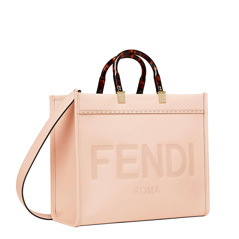 fendi/芬迪 22春夏新款sunshine系列 女士中号粉色小牛皮徽标roma压纹