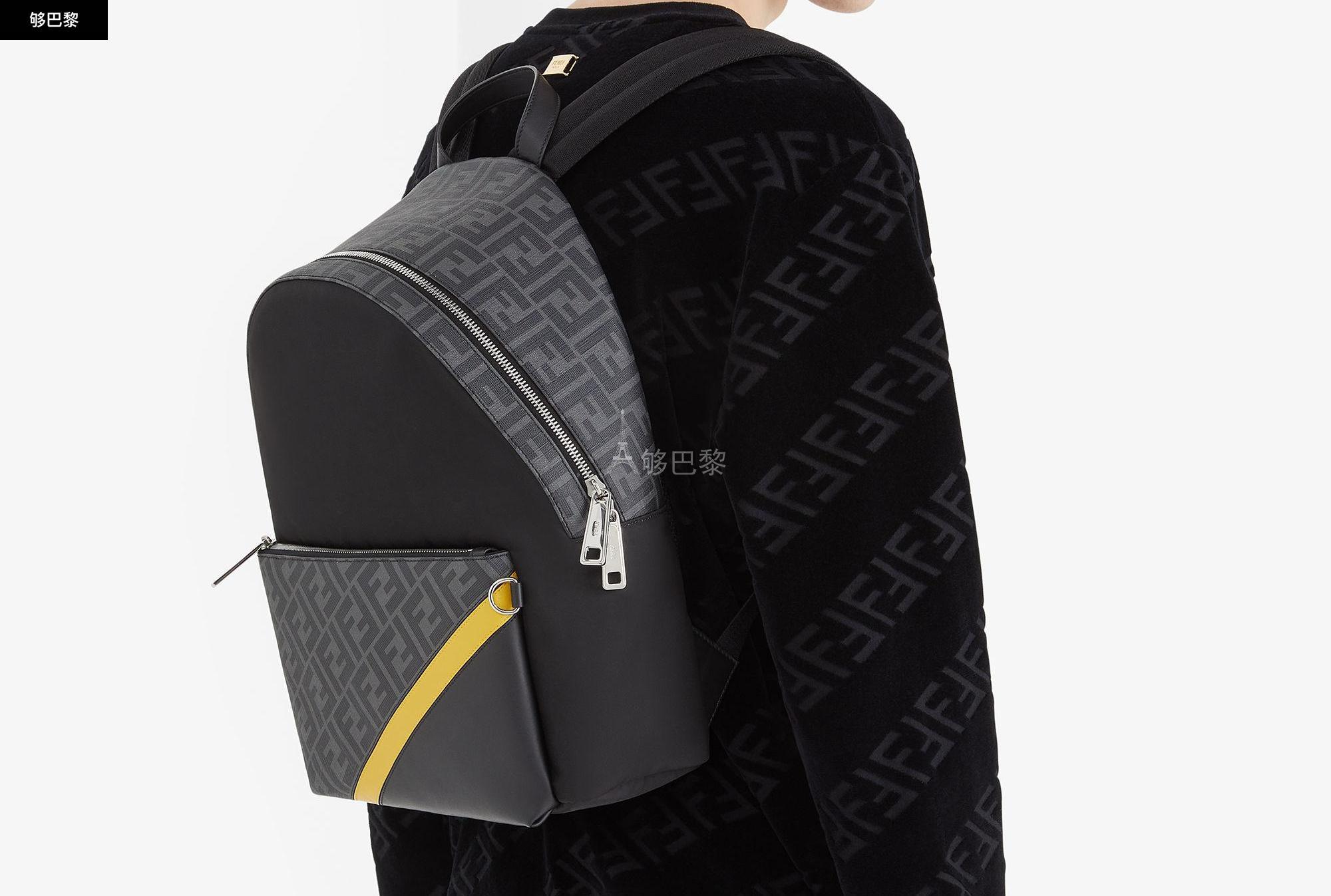 【包邮包税】 fendi芬迪 22年春夏 男士 双肩包 黑色尼龙背包 7vz042