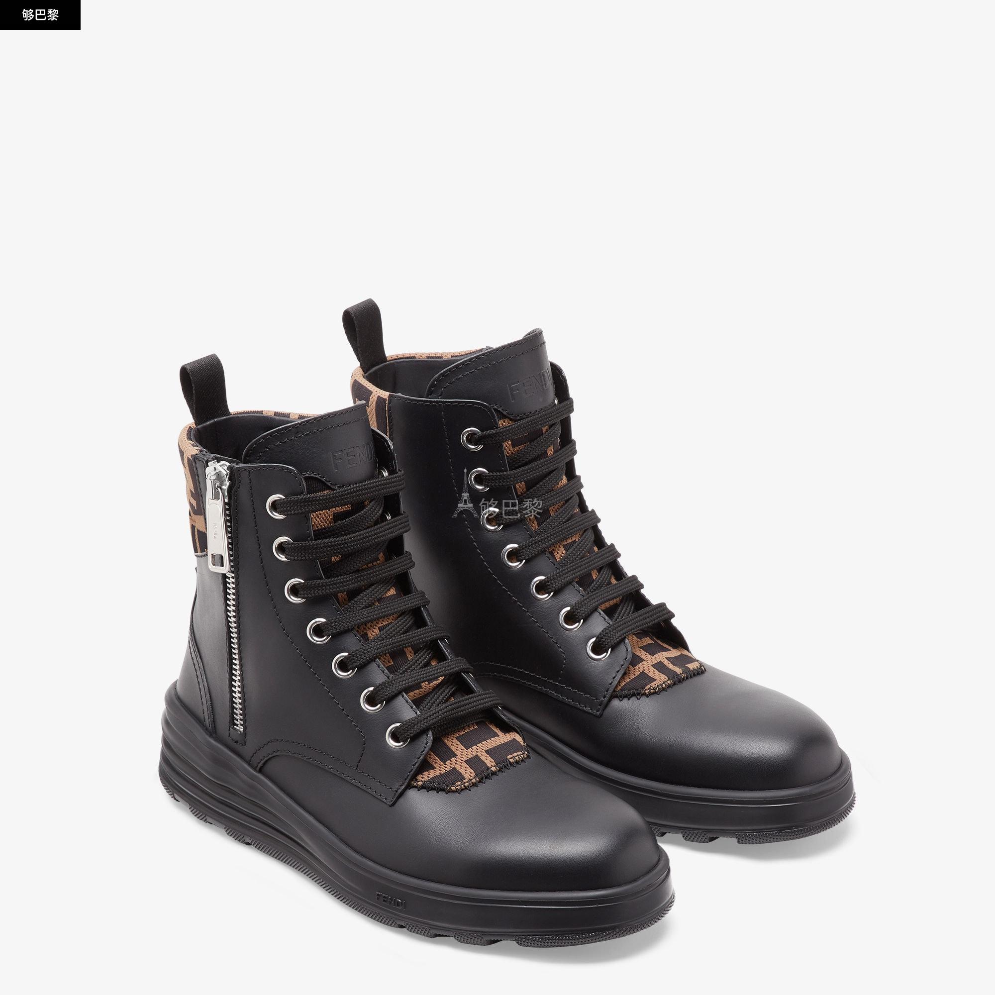 【包邮包税】 fendi芬迪 22年春夏 男士 短靴 黑色皮革骑士短靴 7u13