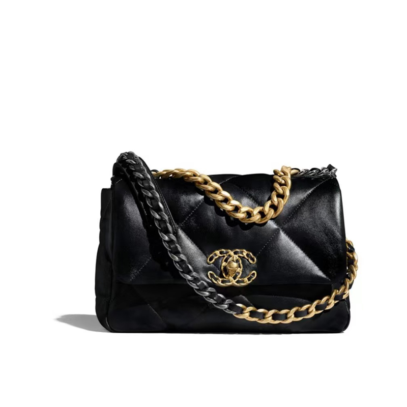 chanel/香奈兒 chanel 19bag 19手袋 黑色單肩斜挎包 經典雙c口蓋包