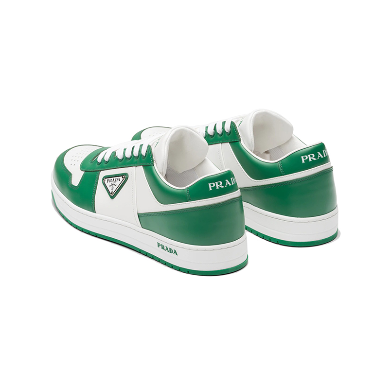 【包税】PRADA/普拉达 Downtown系列 男士白色/芒果绿色皮革系带运动鞋2EE364_3LKG_F0DJT