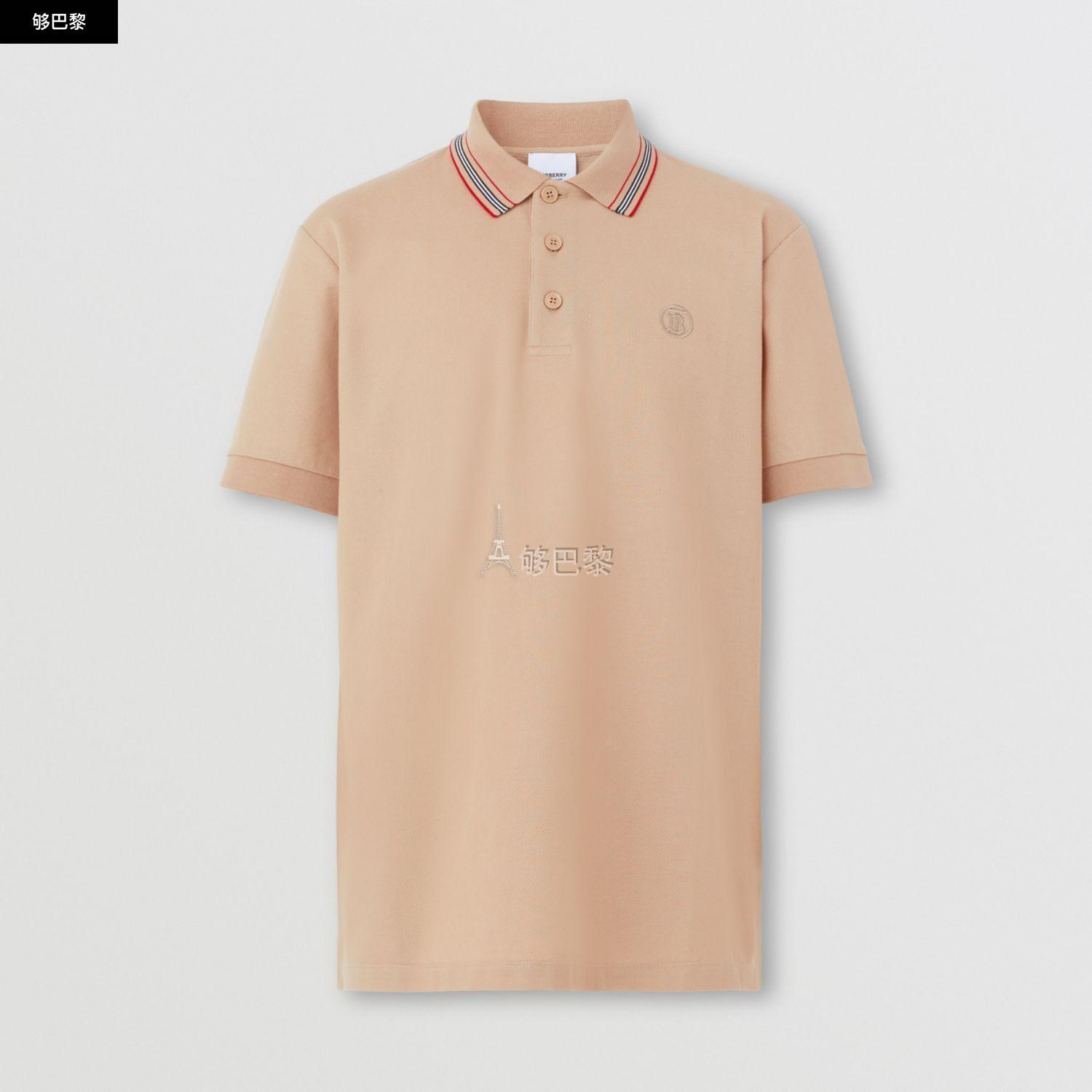 【BURBERRY博柏利 男士短POLO】【包邮包税】 BURBERRY 23年春夏 男士 标志性条纹衣领珠地网眼布棉质 Polo 衫 ...