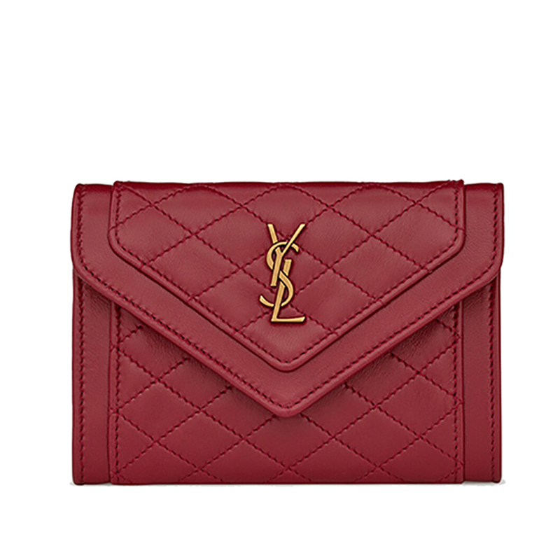ysl 22新款gaby系列 女士小号红色小羊皮方形绗缝信封钱包6920521el