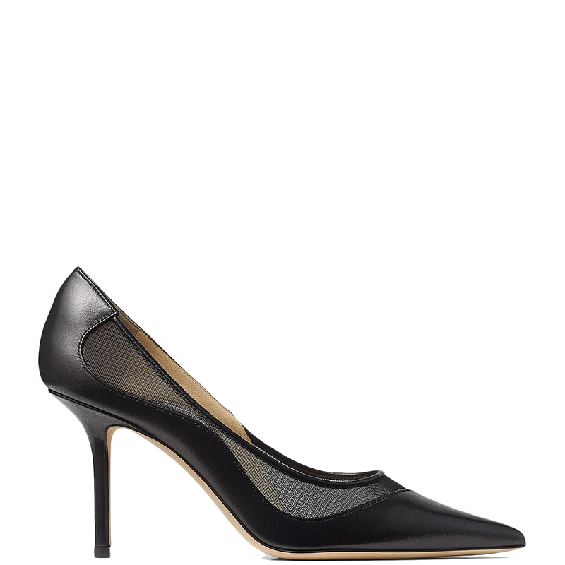 【Jimmy Choo周仰杰 高跟鞋】【包税】Jimmy Choo/周仰杰 Love 85系列 女士黑色纳帕皮革和网眼尖头高跟鞋 ...