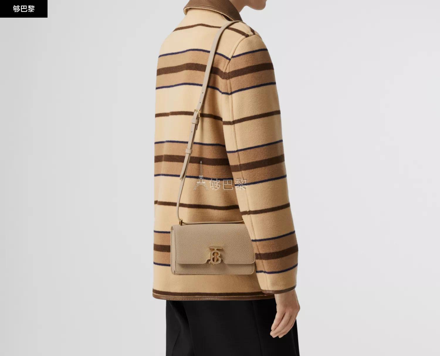 【包郵包稅】 burberry 22年秋冬 女士 tb 粒紋皮革專屬標識迷你鎖釦