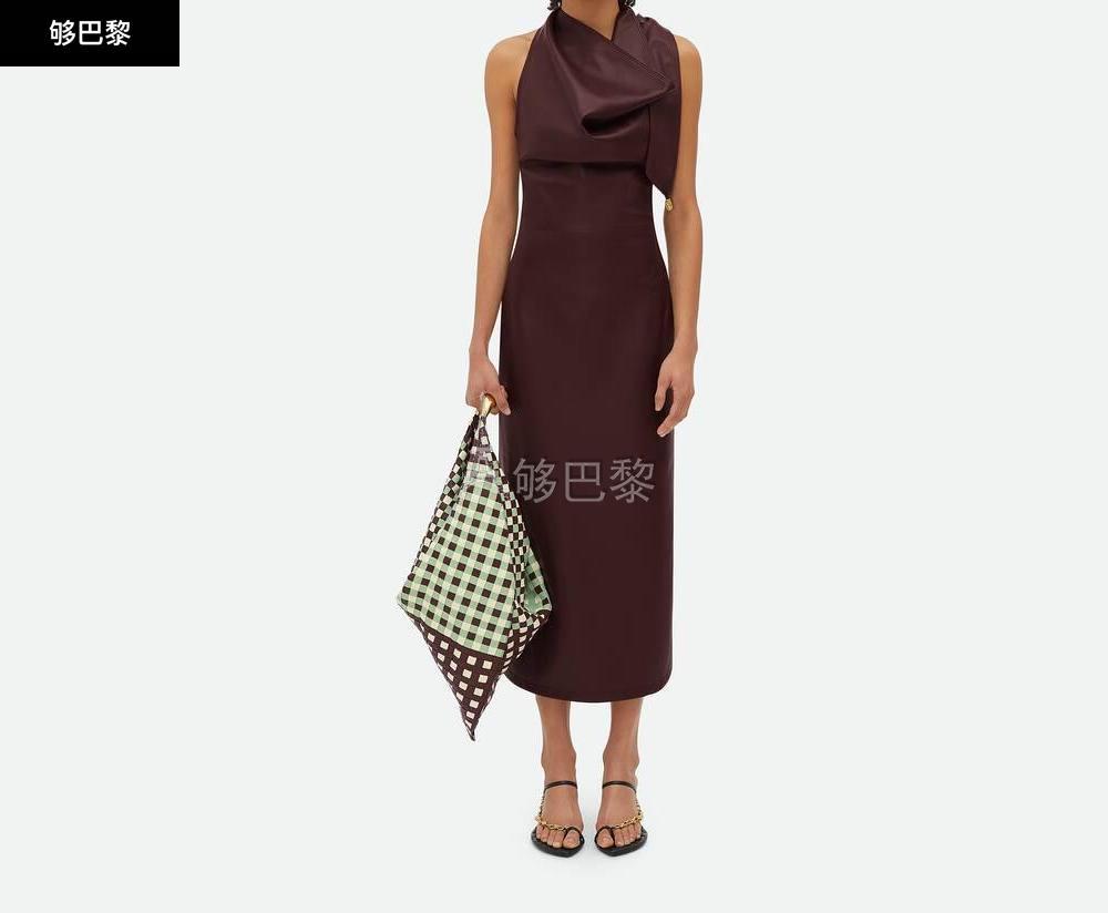 【Bottega Veneta葆蝶家 女士连衣裙】【包邮包税】 BV葆蝶家 23秋冬 女士 连衣裙 Robe Drapee En Cuir ...