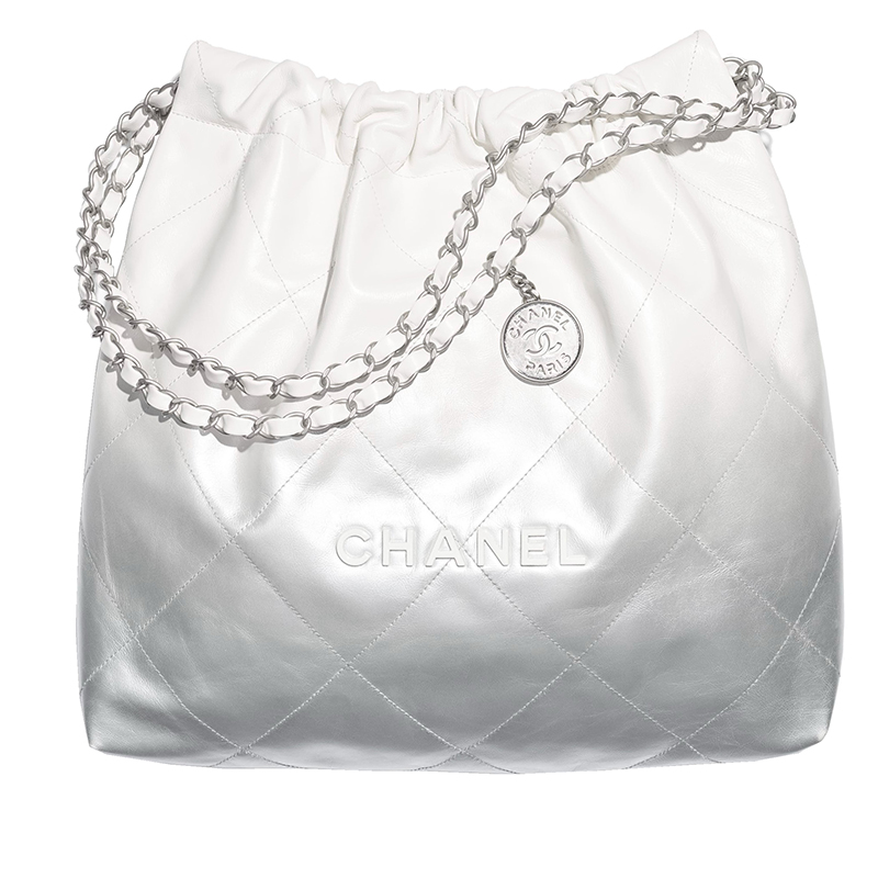 【包税】CHANEL/香奈儿24新款 女士白色渐变金属质感小牛皮手提包AS3261B15016NT634