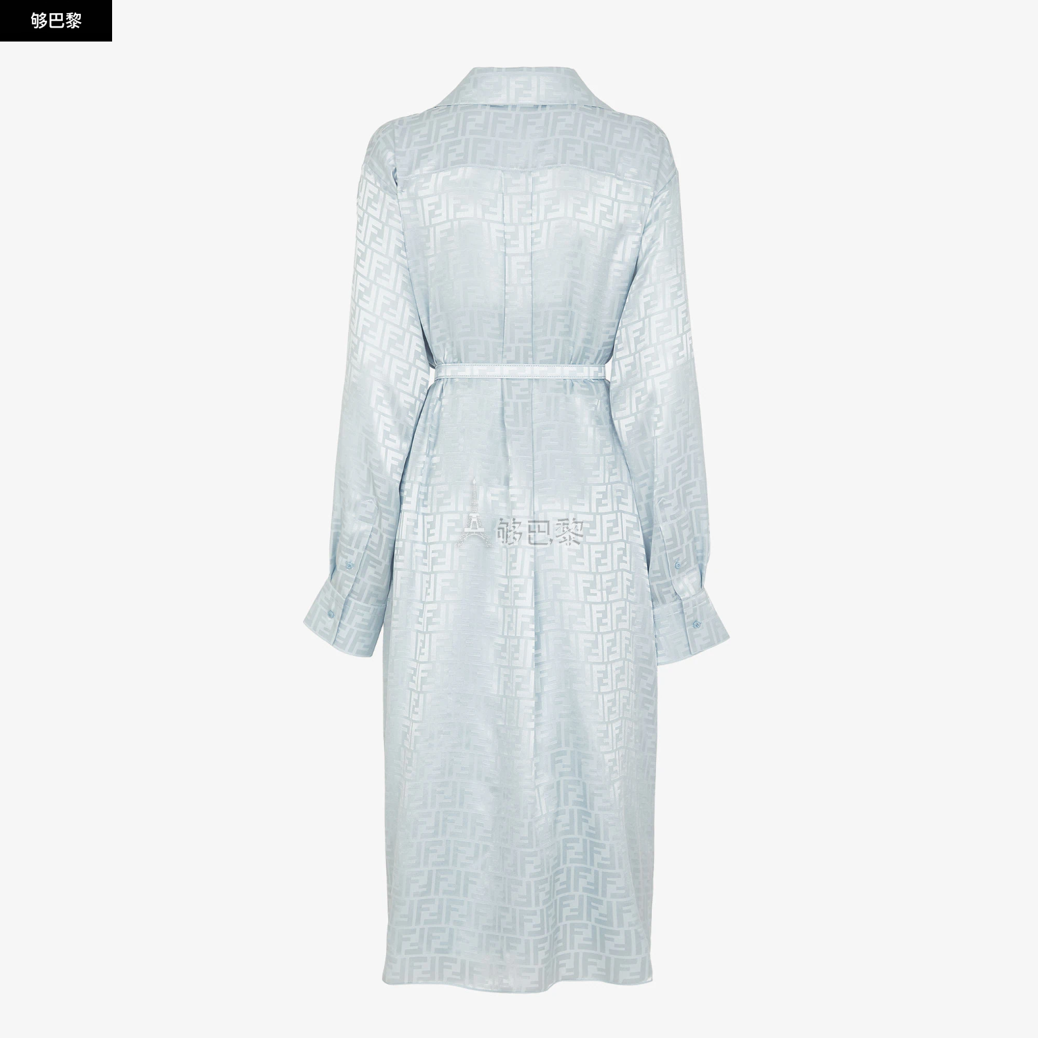 fendi芬迪 24春夏 女士 连衣裙 浅蓝色ff图案绉缎连衣裙