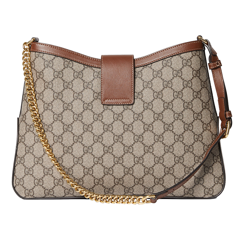 【包税】GUCCI/古驰 PADLOCK系列女士中号米色帆布棕边锁扣单肩包795113KHNKG8534