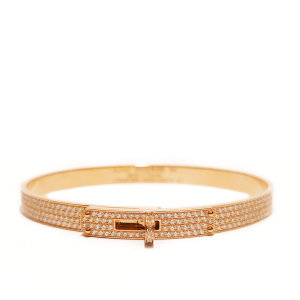 hermes/爱马仕 18k金kelly扣镶满钻手镯 小号=s