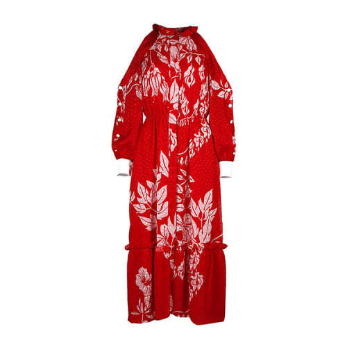 【17年春夏】 fendi/芬迪 女士 经典红 长袖 宽松 女士连衣裙