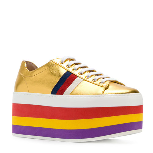 【折扣】 gucci/古驰 皮革 金色 松糕鞋 tis