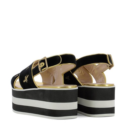 【18春夏】 gucci/古驰 皮革 时尚 个性 黑色 女士松糕鞋 3329