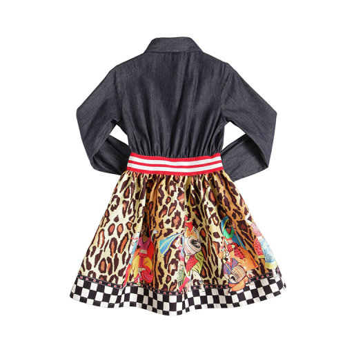 jean/stella jean 女孩 棉质牛仔&印花斜纹布连衣裙 70i-ffp004_mde