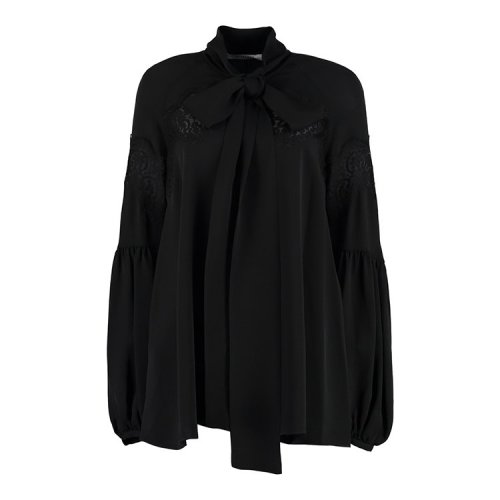 【18春夏】 givenchy/纪梵希 女士长袖衬衫 丝 蕾丝 时尚 黑色 3214