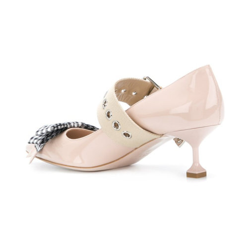 【18春夏】 miumiu/缪缪 牛皮 时尚 蝴蝶结 粉色 高跟鞋 3186 跟高:5.
