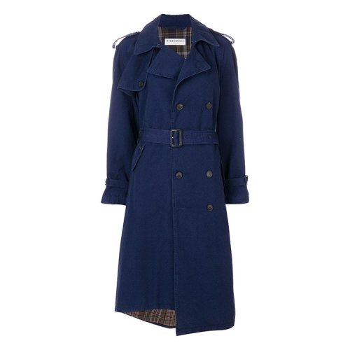 【18春夏】 balenciaga/巴黎世家 女士大衣 时尚 双排扣 深蓝色 3556