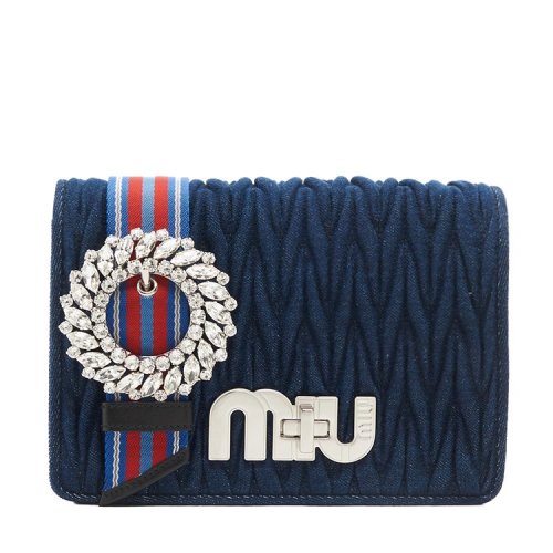 【18春夏】 miumiu/缪缪 女士 斜挎包 通勤 logo 蓝色 3601