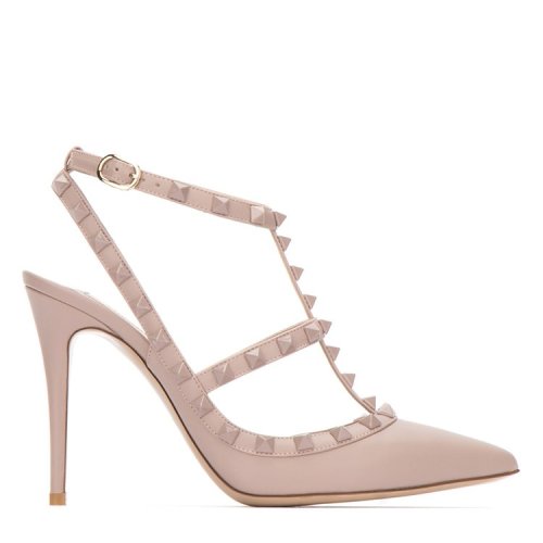 valentino(华伦天奴) 粉色皮质铆钉女士高跟鞋 35.5