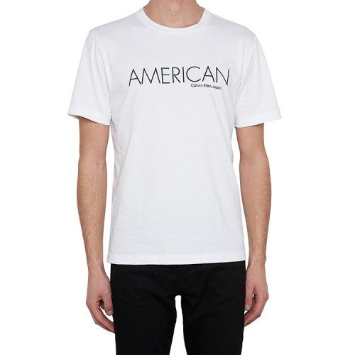 klein jeans 男士短袖t恤 字母印花 圆领 白色 julian fashion