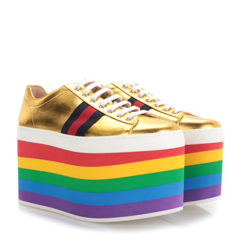 【17春夏】gucci/古驰 女士 彩虹鞋跟装饰 高跟鞋 al