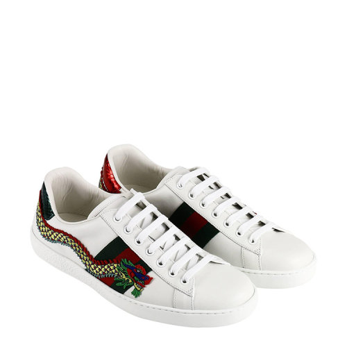 【17秋冬】 gucci/古驰 100% 皮 印花 白色 男士休闲运动鞋 gil