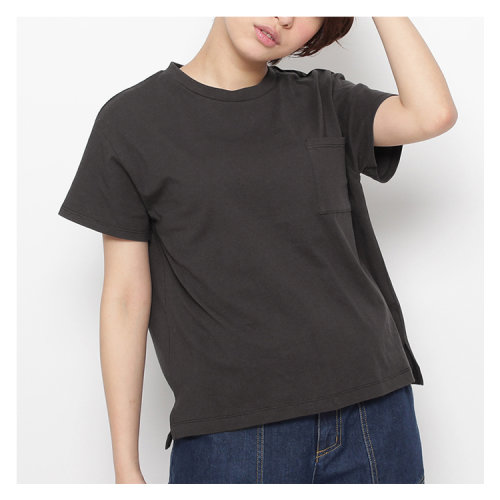 the emporium/the emporium 女士胸部衣兜设计纯棉圆领短袖t恤