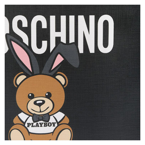 【18春夏】 moschino/莫斯奇诺 女士 皮革 手拿包 时尚 小熊印花 黑色