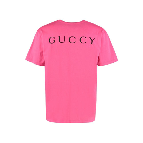 【18春夏】 gucci/古驰 男士短袖t恤 棉 logo装饰 印花 粉色 3214