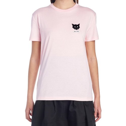 miumiu/缪缪 19春夏 女士短袖t恤 圆领 印花 3601