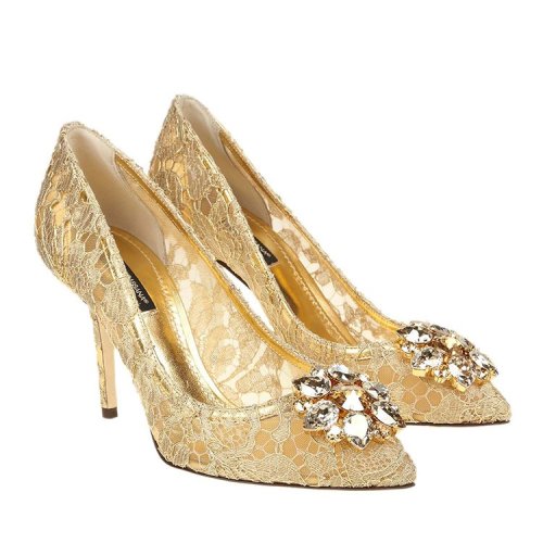 dolce&gabbana/杜嘉班纳 18秋冬 尖头鞋 水钻 高跟鞋 3268