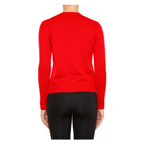 miumiu/缪缪 女士针织衫/毛衣 100%初剪羊毛 印花 圆领 红色 ctt