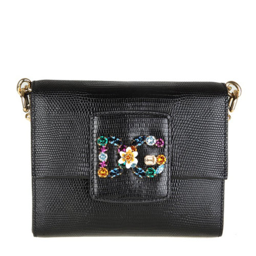 【17秋冬】dolce&gabbana/杜嘉班纳 女士 真皮 单肩包 小方包 黑色 cl