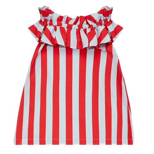 【可用券】【18春夏】 fendi/芬迪 女童裙装 连衣裙 时尚 红色条纹色