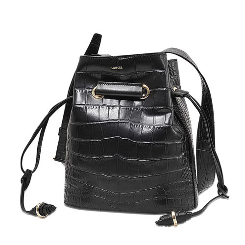 【可用券】【新品】 lancel/兰姿 女士真皮单肩包 水桶款 黑色