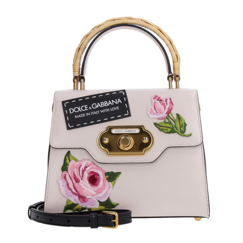 【18春夏】 dolce&gabbana/杜嘉班纳 女士 真皮 手提包 logo装饰 刺绣