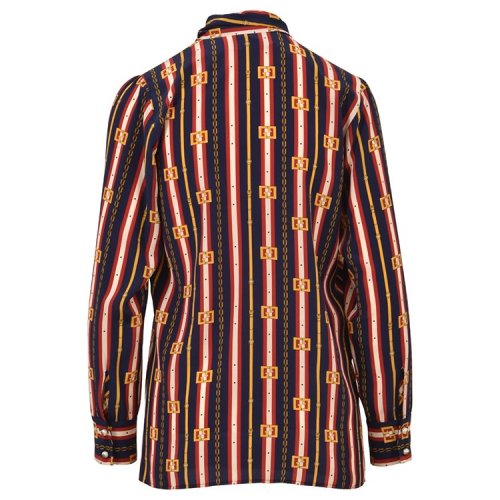 【18秋冬】 gucci/古驰 女士长袖衬衫 logo 条纹 4041