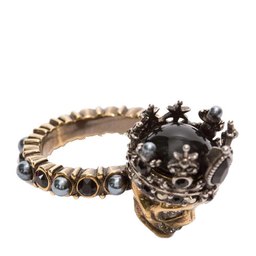 mcqueen/亚历山大麦昆 女士 金色奢华贵族骷髅女王 戒指/指环