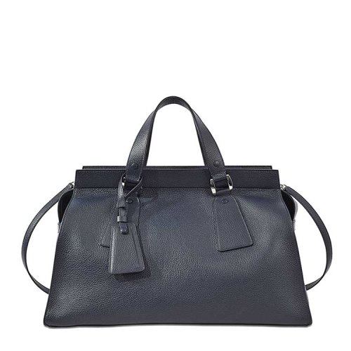 giorgio armani/乔治阿玛尼 女士真皮手提包 荔枝纹简约 蓝黑色