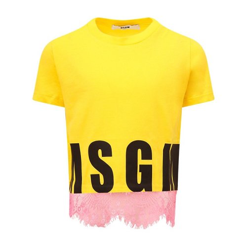 【18春夏】 msgm kids/msgm kids 女童t恤 logo 短袖 黄色 3985
