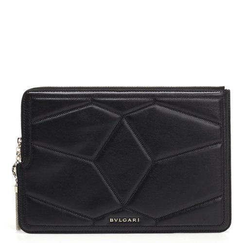 bvlgari(宝格丽) 黑色皮质信封包菱格纹手拿包