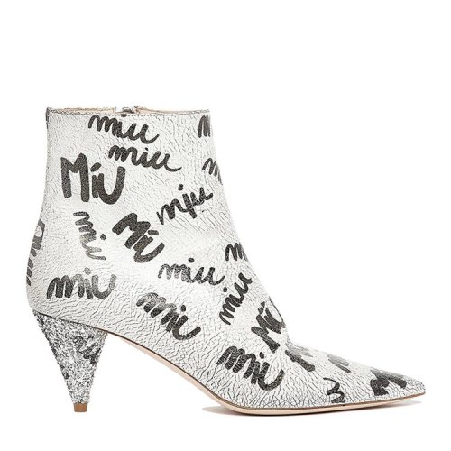 【18秋冬】 miumiu/缪缪 logo 尖头 短靴 3601 跟高:65mm