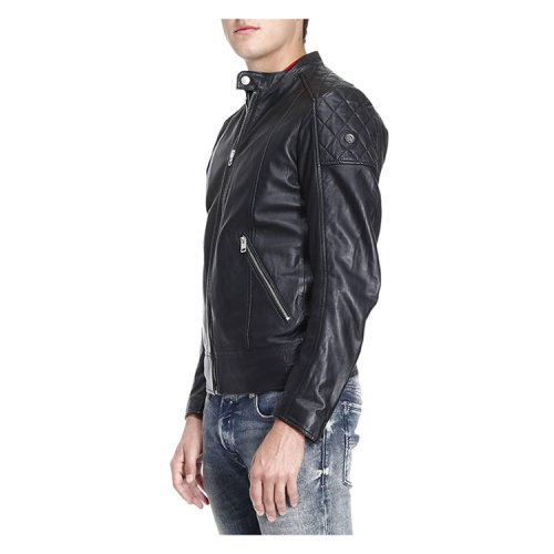 【17秋冬】 diesel/迪赛 男士夹克 100% 皮 皮衣 机车夹克 黑色 gil