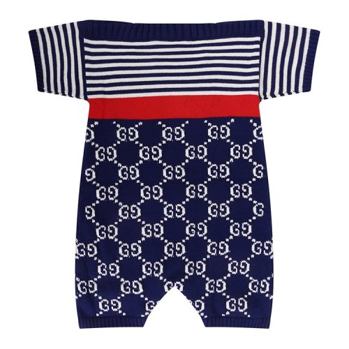 gucci/古驰 19春夏 儿童婴幼儿连体衣 男女童同款 撞色 短袖 3985