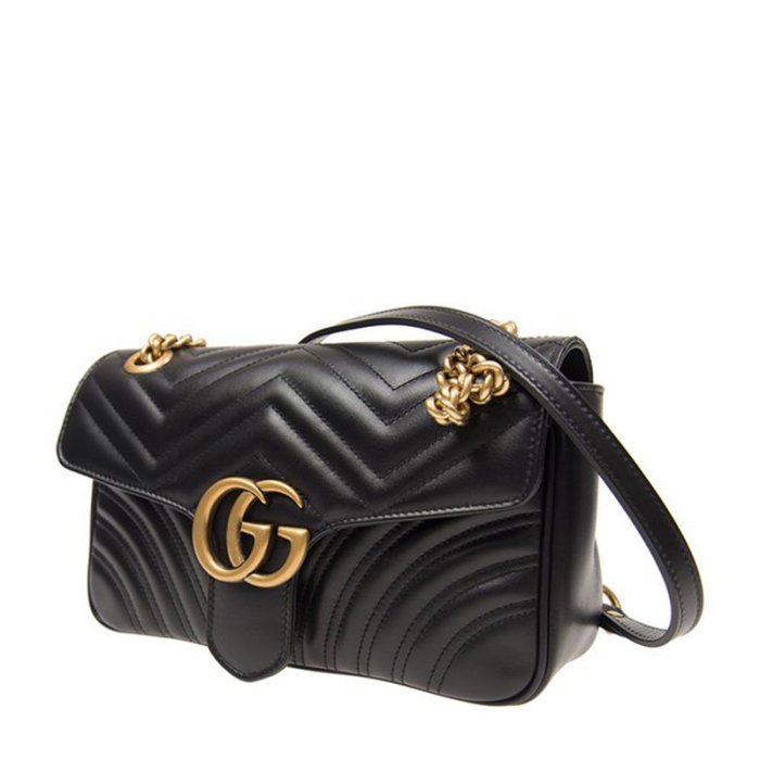 【gucci古驰 斜挎包】gucci gg 女士小牛皮链条翻盖单肩斜挎包【正品