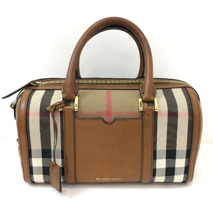 burberry(博柏利) 经典格纹帆布配皮手提两用包