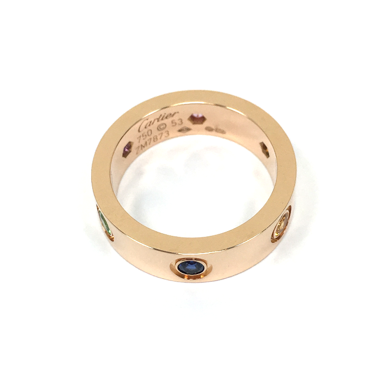 cartier(卡地亚) love系列18k金六颗彩宝戒指53