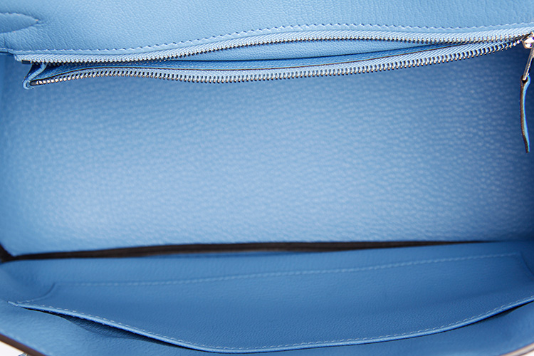 hermes(爱马仕) 2t天堂蓝皮质银扣birkin30手提包